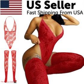 Women Lace Sexy Lingerie Nightwear Babydoll Sleepwear Bodysuit Dress Plus Size (Lingerie Color: Red, Lingerie Size: Small)